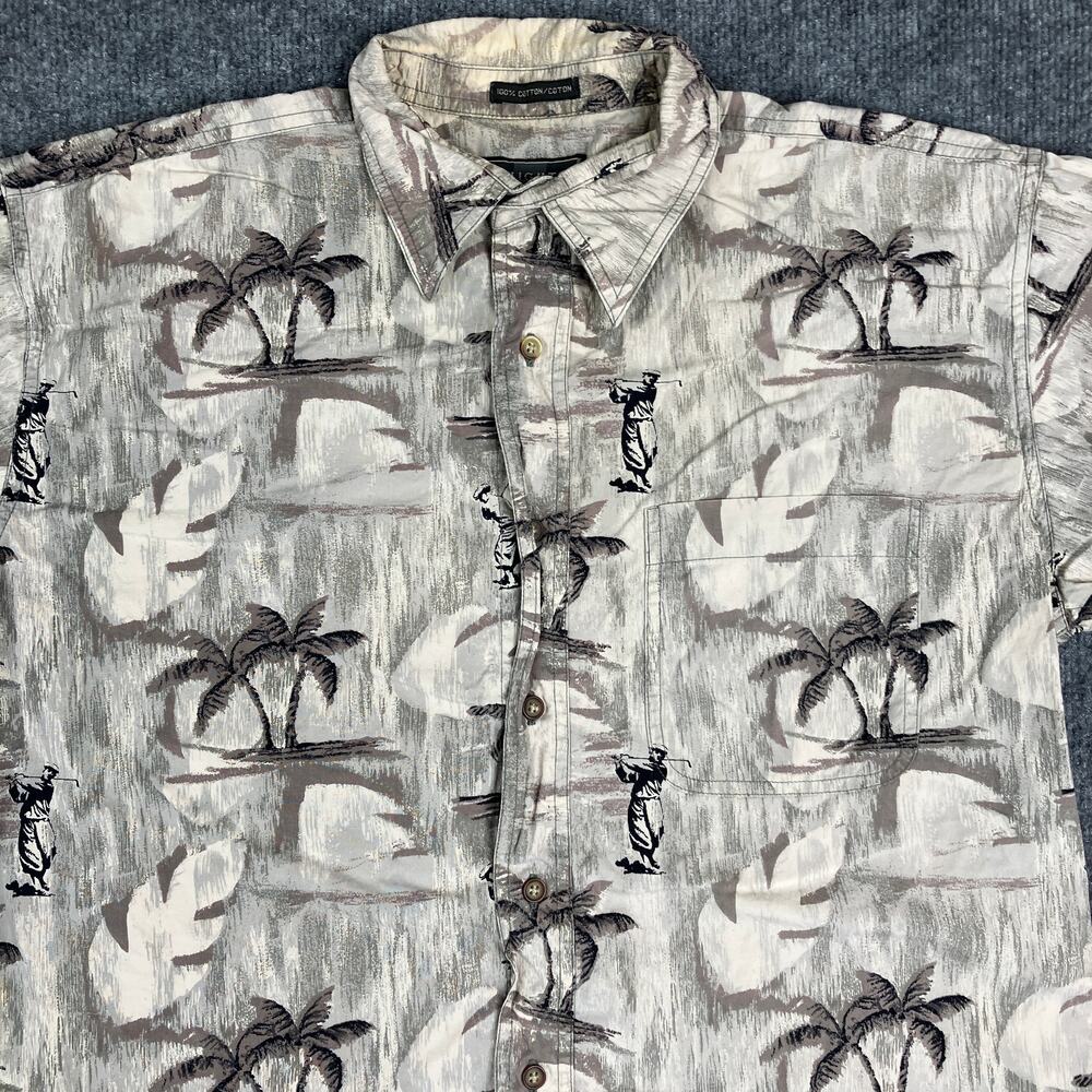 Knights Sportswear Shirt Mens M Hawaiian Palm Tree Print Button Down Cotton‎